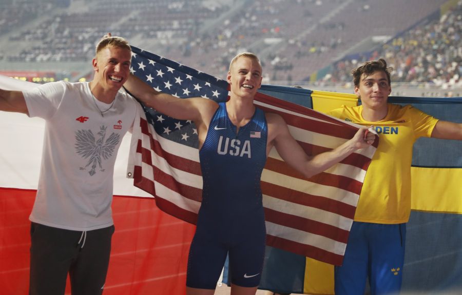 Pole vaulter Kendricks takes second world gold after duel with Duplantis